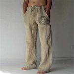 Pantalon Lin Homme Fashion Soleil Beige