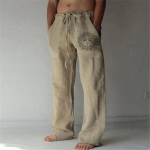 Pantalon Lin Homme Fashion Soleil Beige