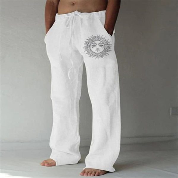 Pantalon Lin Homme Fashion Soleil Blanc