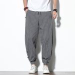 Pantalon Lin Homme Rayure Gris