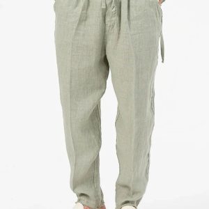 Pantalon Lin Homme Décontracté Vert
