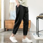 pantalon noir en lin pour homme