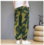 pantalon vert style chinois en lin