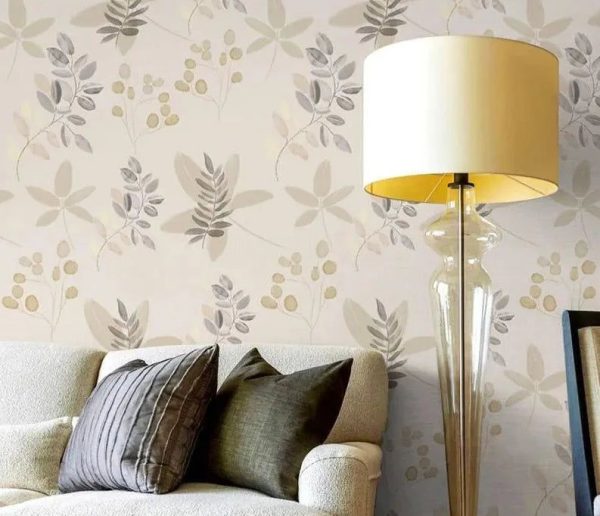 Papier Peint Fleuri Beige
