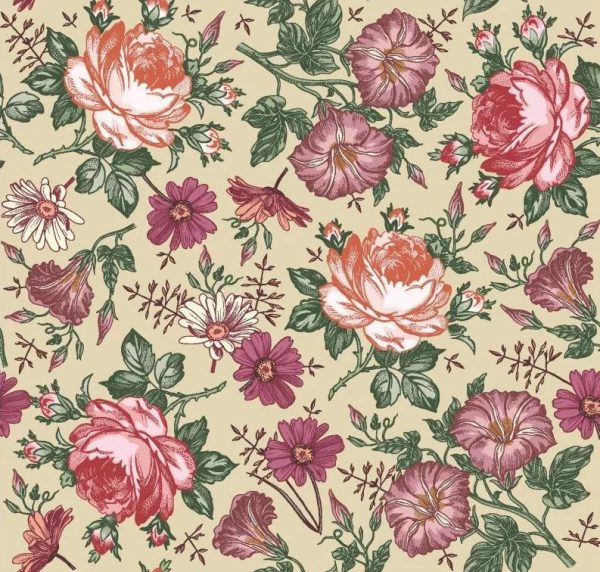 Papier Peint Fleuri Multicolore