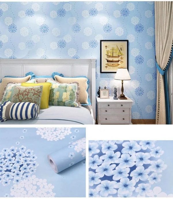 Papier Peint Fleuri Pastel Bleu