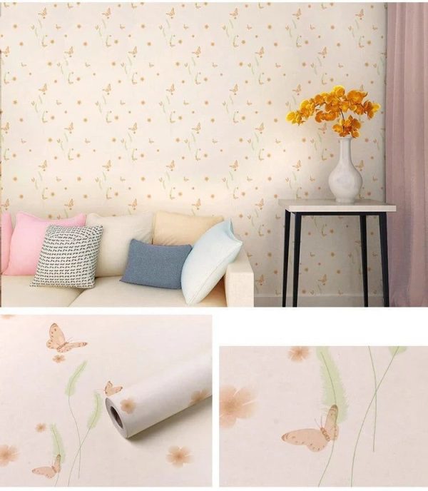 Papier Peint Fleuri Pastel Papillon