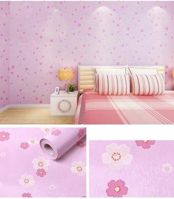 Papier Peint Fleuri Rose Cartoon