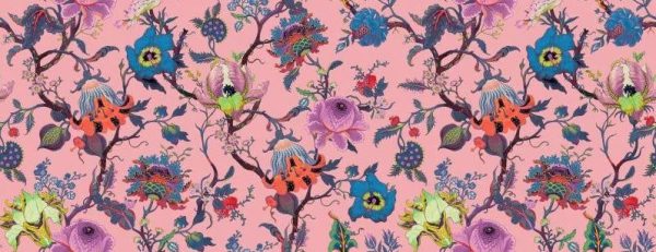 Papier Peint Fleuri Rose Coloré