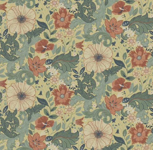 Papier Peint Fleuri Vert Clair