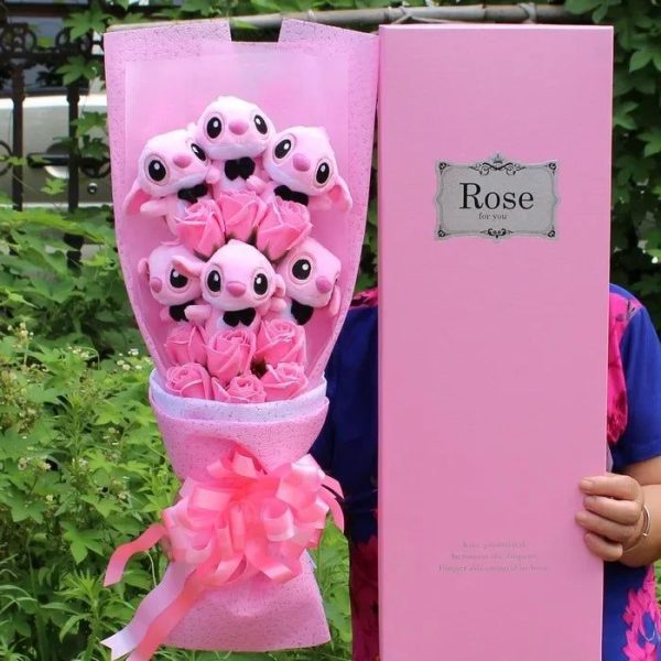 Peluche Bouquet De Fleur Stitch Rose