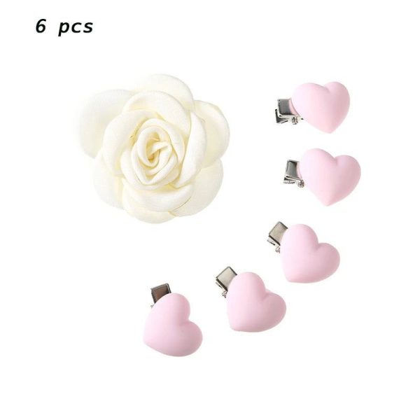 Pince Fleur Cheveux Rose Blanche