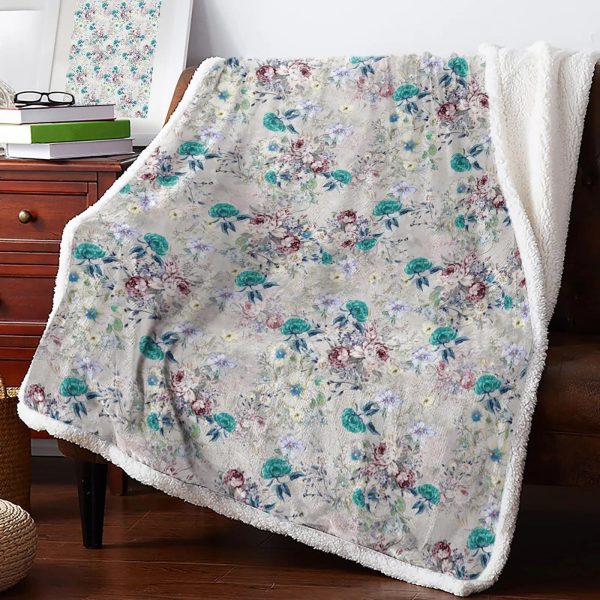 Plaid Fleuri Bouquet Bleu