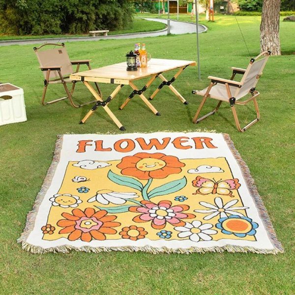 Plaid Fleuri Cartoon Retro