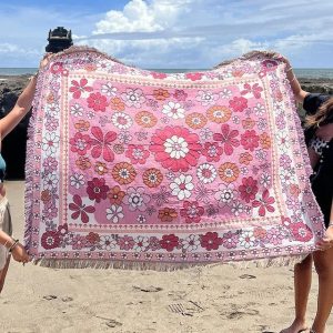 Plaid Fleuri Japonais Rose