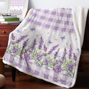Plaid Fleuri Lavande Carreaux Violet