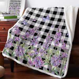 Plaid Fleuri Lavande Noir