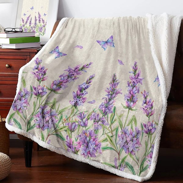 Plaid Fleuri Lavande Papillon