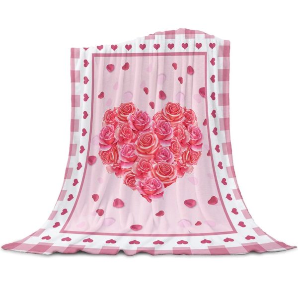 Plaid Fleuri Rose Coeur