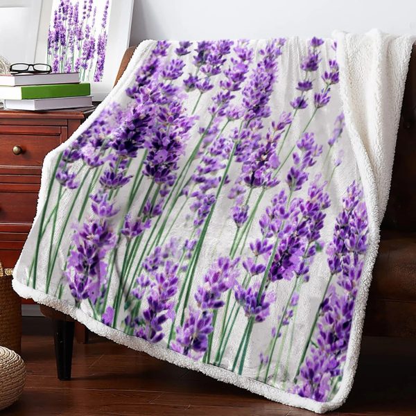 Plaid Fleuri Tige De Lavande Carreaux