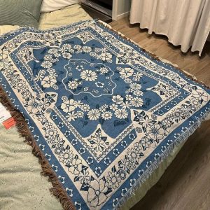 Plaid Fleuri En Coton