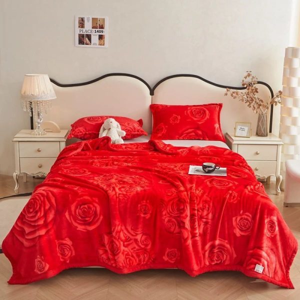 Plaid Fleuri Rouge