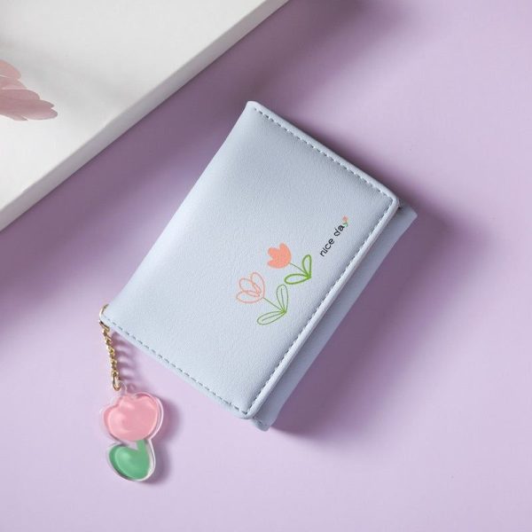 Portefeuille Fleuri Chaîne Bleu