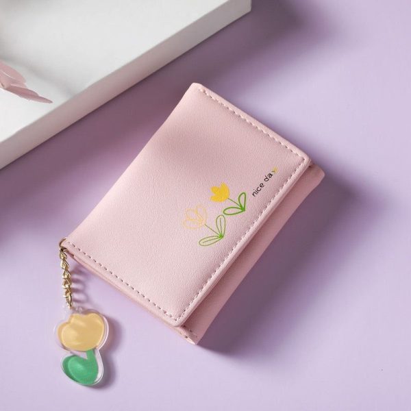 Portefeuille Fleuri Chaîne Rose