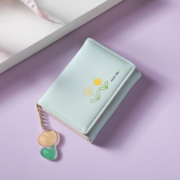 Portefeuille Fleuri Chaîne Vert