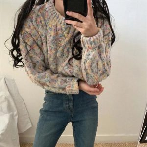 Pull A Fleur Brodé Beige