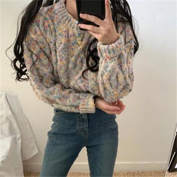 Pull A Fleur Brodé Beige