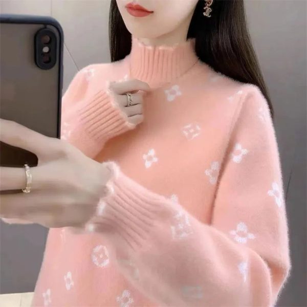 Pull Fleuri Brodé Rose Clair