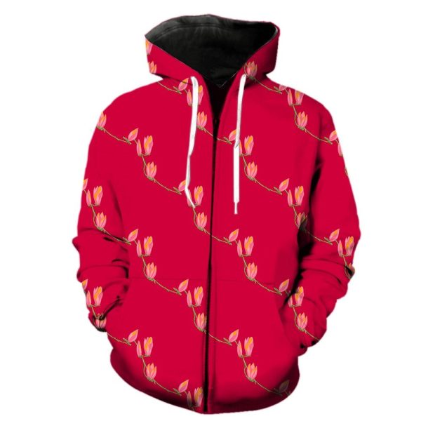 Pull Fleuri Epuré Minimaliste Rouge