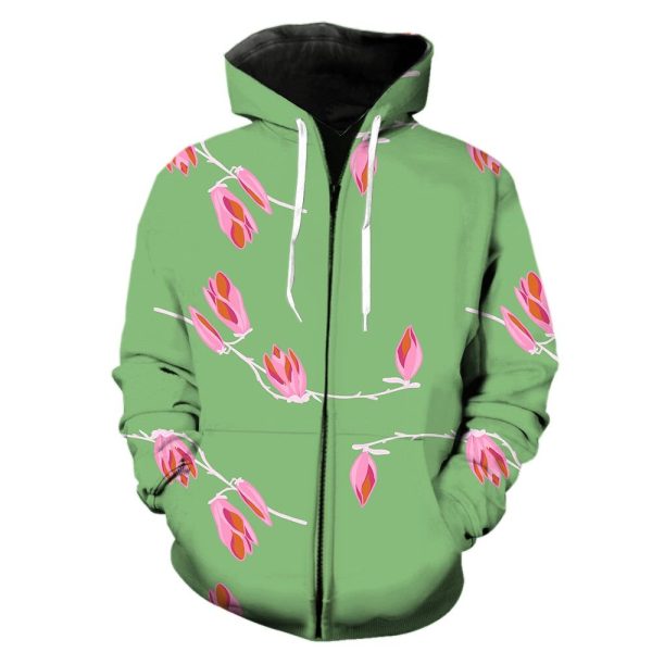 Pull Fleuri Epuré Minimaliste Vert