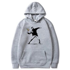 Pull Fleuri Lancé Gris