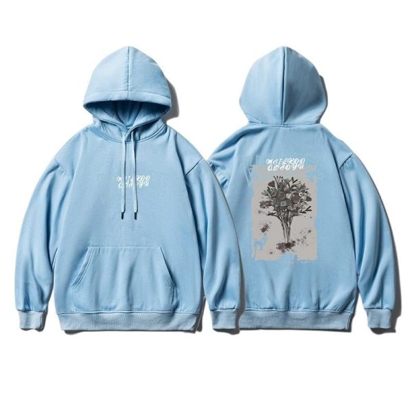 Pull Fleuri Oversize Vintage Bleu