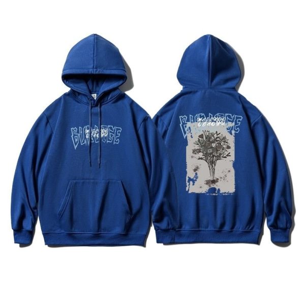 Pull Fleuri Oversize Vintage Bleu Royal
