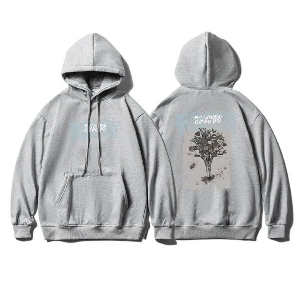 Pull Fleuri Oversize Vintage Gris