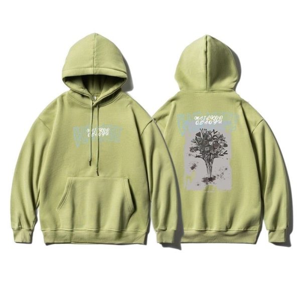 Pull Fleuri Oversize Vintage Vert Clair