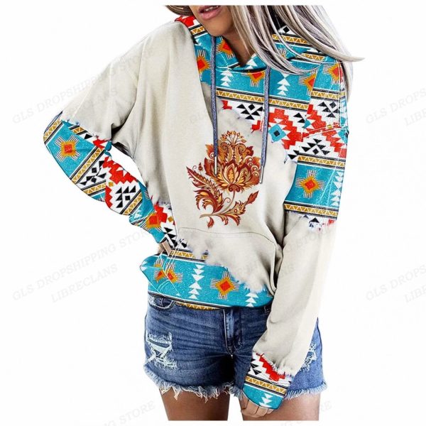 Pull Fleuri Rétro Coloré Bleu