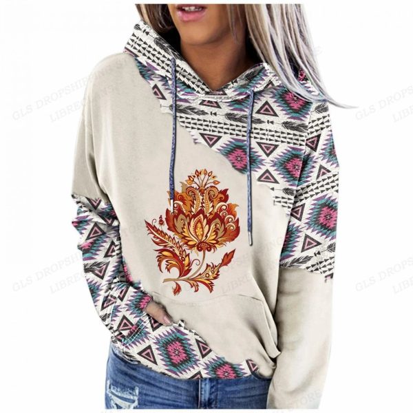 Pull Fleuri Rétro Coloré Brun