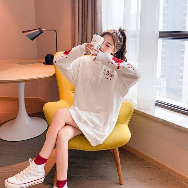 Pull Fleuri Rose Oversize