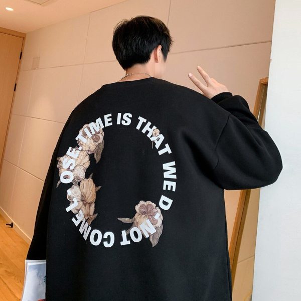 Pull Fleuri Vintage Design Noir