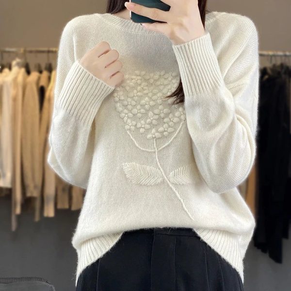 Pullover Fleuri Blanc