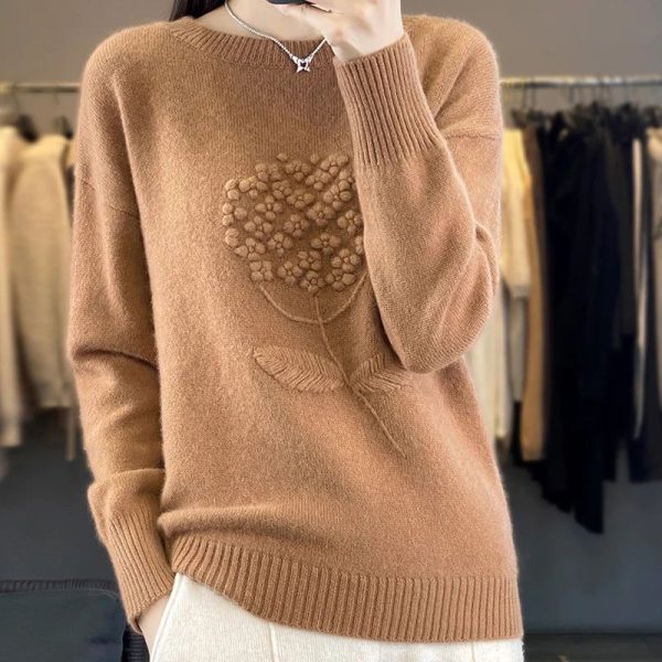 Pullover Fleuri Brun