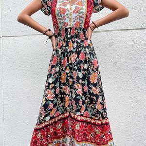 Robe Fleurie Bohème Vintage Noire