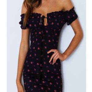 Robe Fleurie Bouquet Epuré Noire