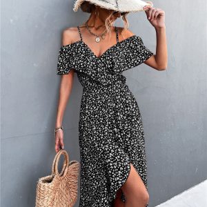 Robe Fleurie Epuré Noire
