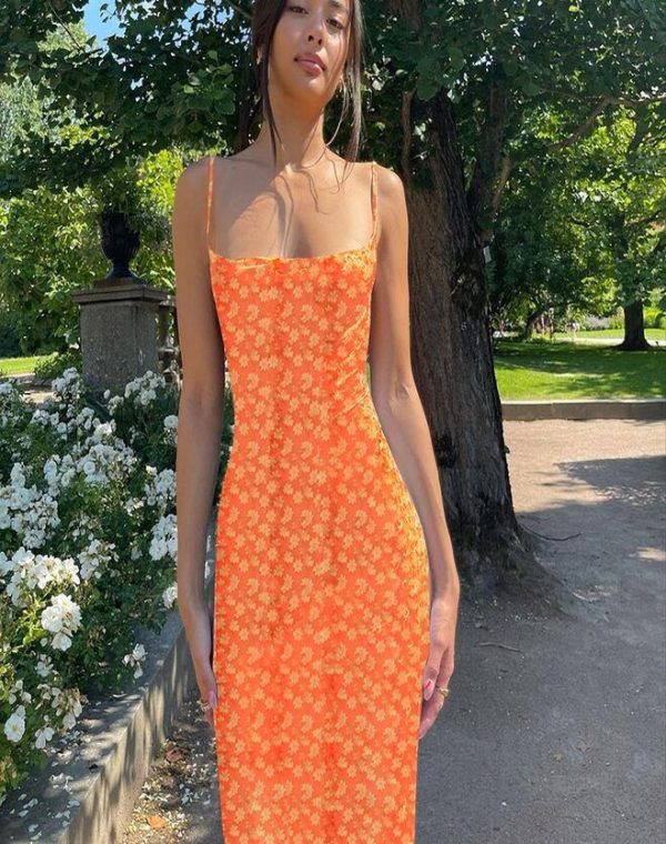 Robe Fleurie Printemps Orange