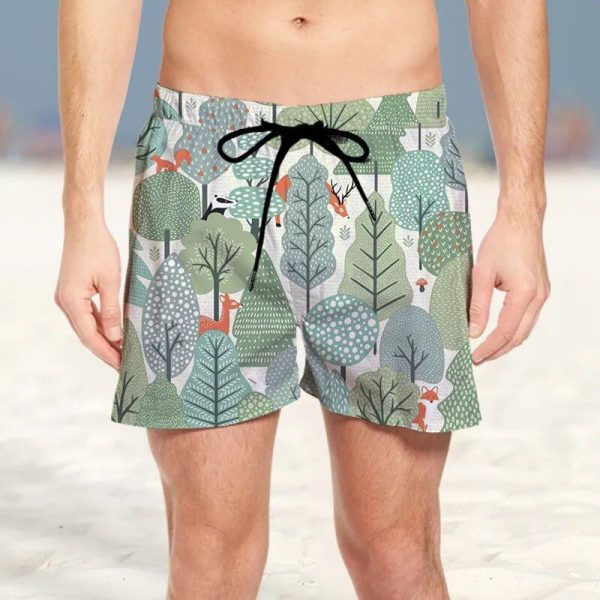 Short De Bain A Fleur Cartoon Retro